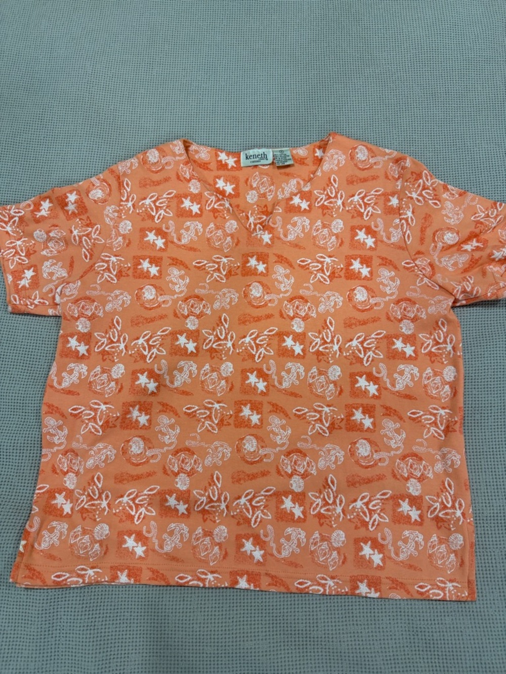 Keneth Orange Printed Short Sleeve Top